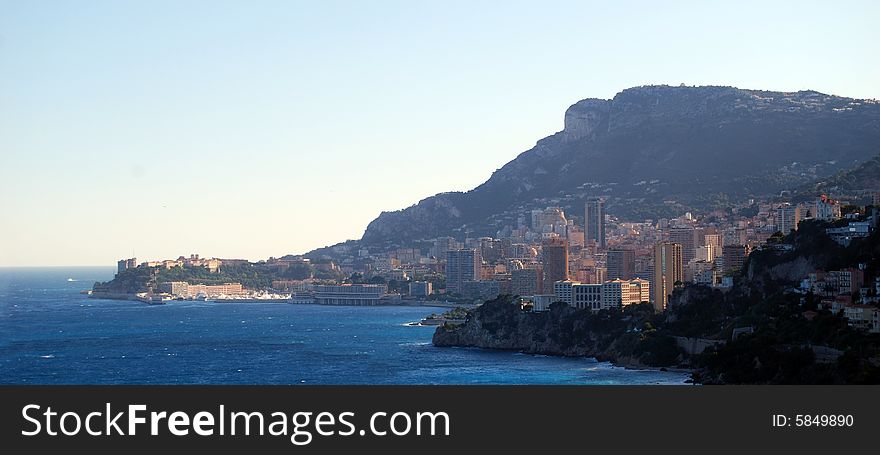 View of Monaco city from sea (montecarlo)