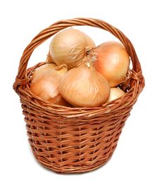 Small Basket With Onion Royalty Free Stock Images Small Basket With Onion Royalty Free Stock Images