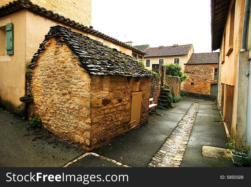 Small Street And Shed In French Village