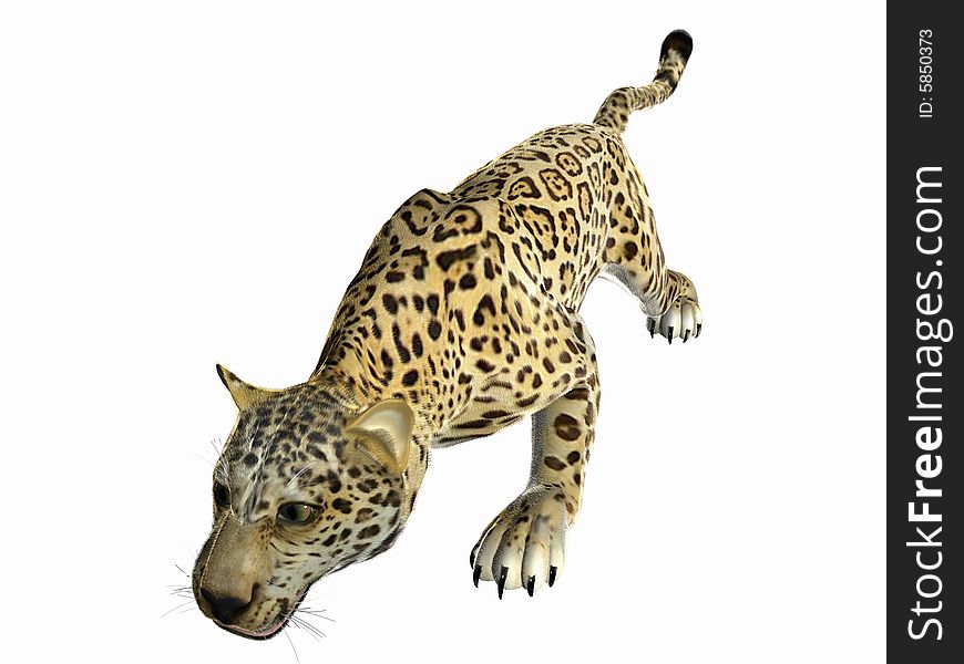 Stalking jaguar, 3 dimensional model, computer generated image