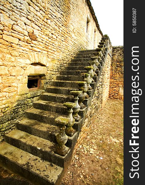 Old Stone Ladder with the destroyed handrail (2)