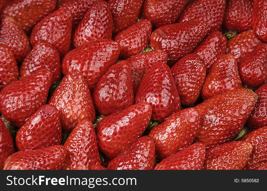 Bright Red Strawberries Filling the Entire Frame