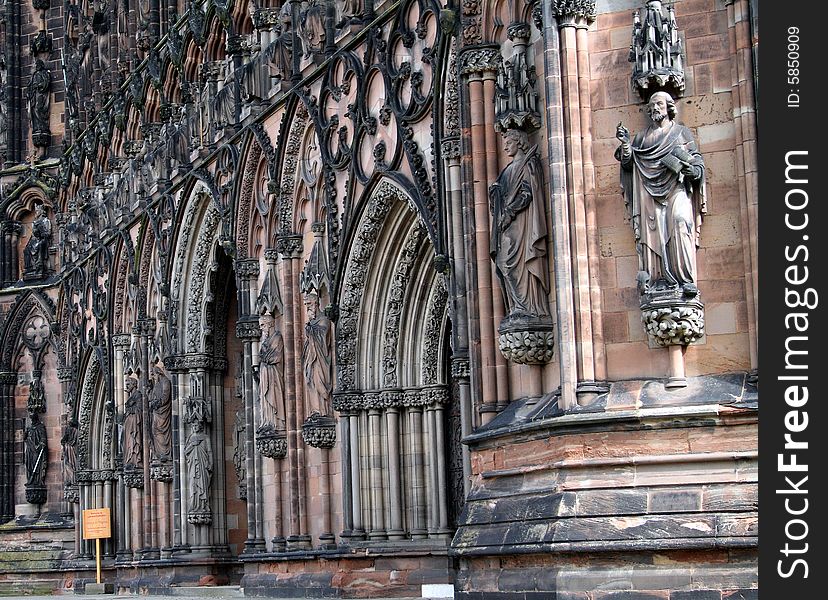 Lichfield cathedral as seen from cathedral grounds