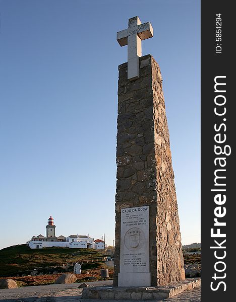 Monument marking the very western point of Europe at Cabo da Roca in Portugal. Monument marking the very western point of Europe at Cabo da Roca in Portugal