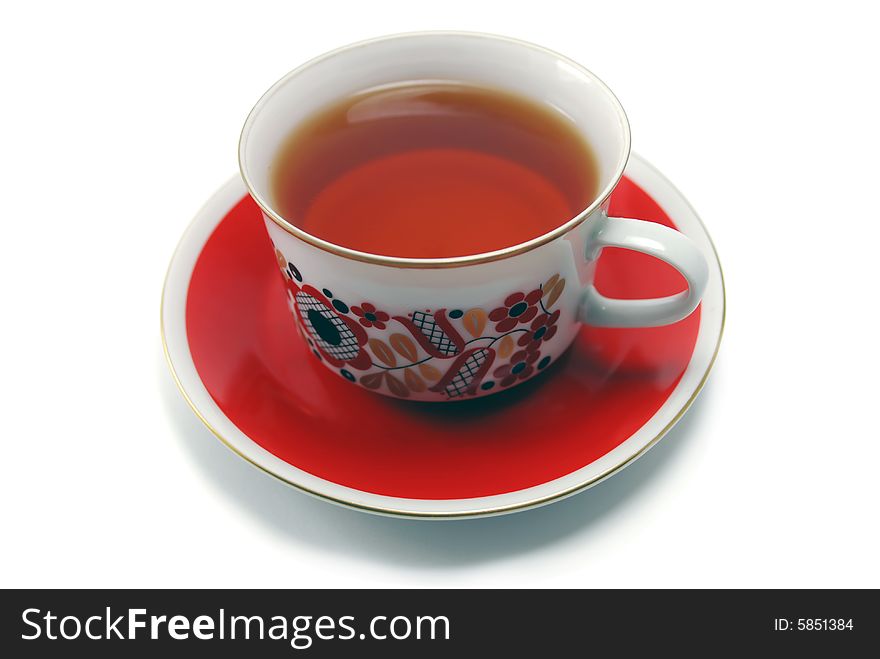 Tempting cup of tea isolated on white, with clipping path