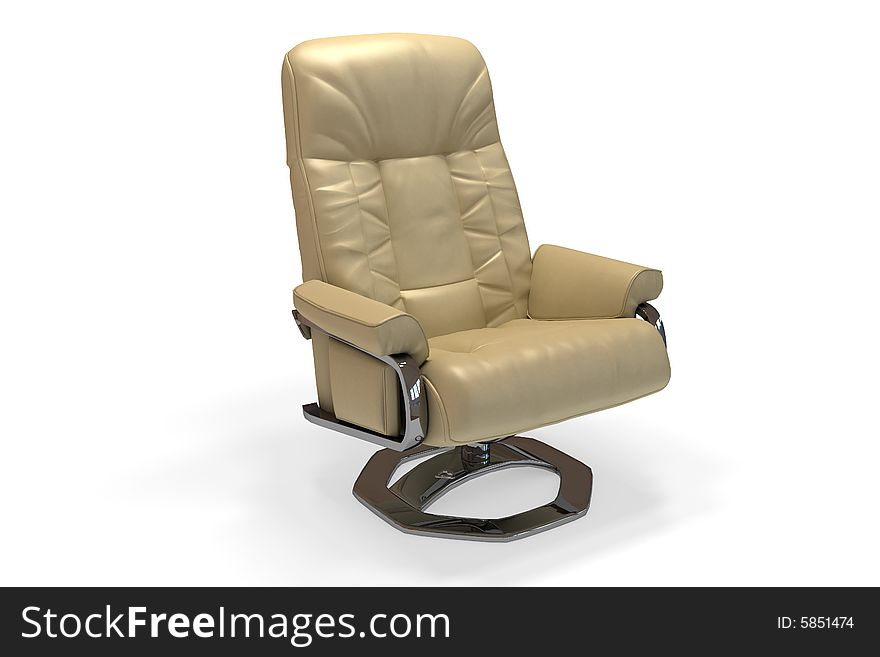 Leather armchair isolated on white background