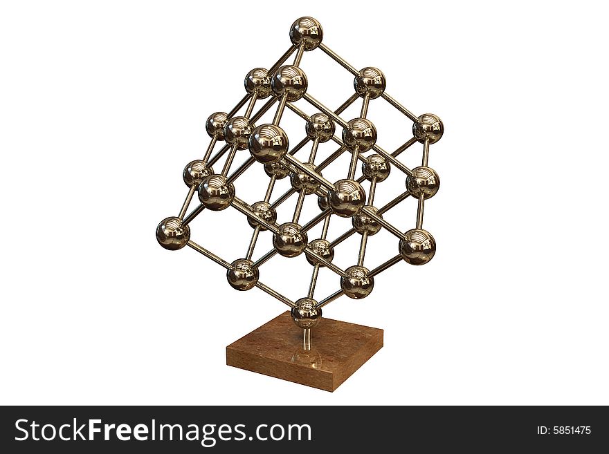 Business desk souvenir - atom cube isolated on whi