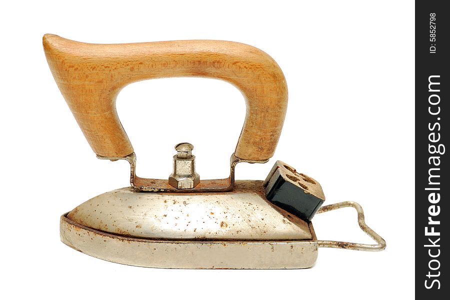 Old electric iron isolated over a white background