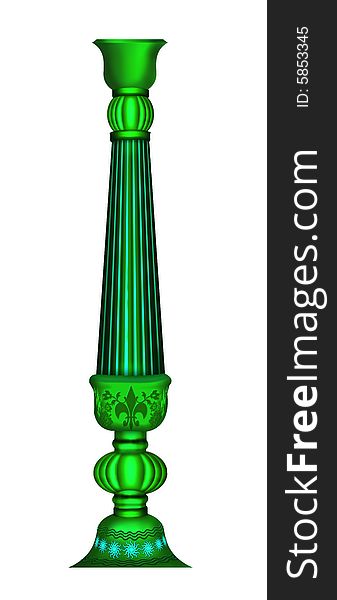 A beautiful green colour  pillar generated by illustration with isolate