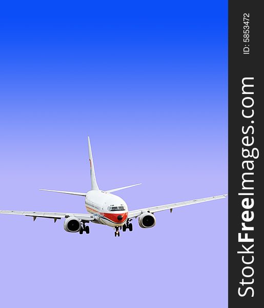 Airplane isolated over sky background