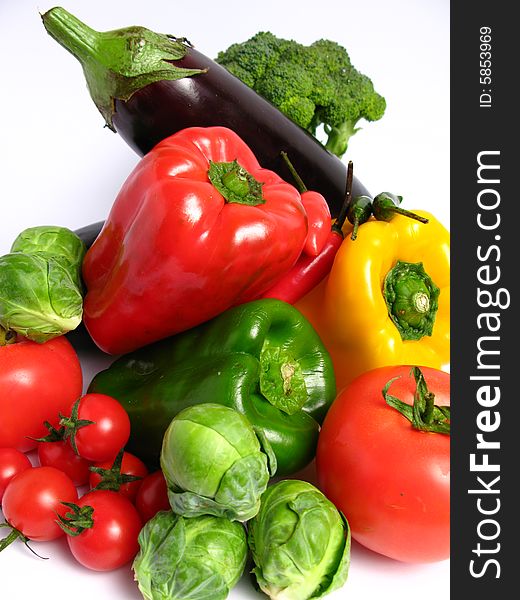 Vegetables mix on a white background