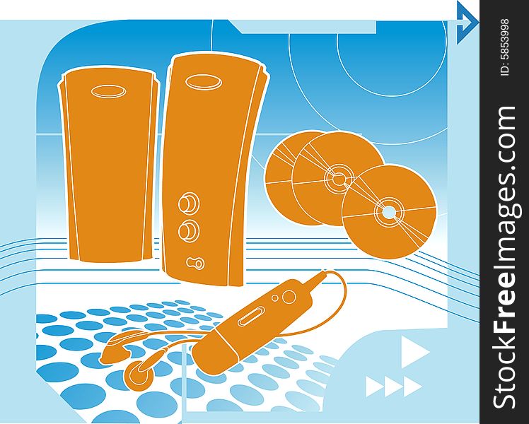 Illustration about music technology with background