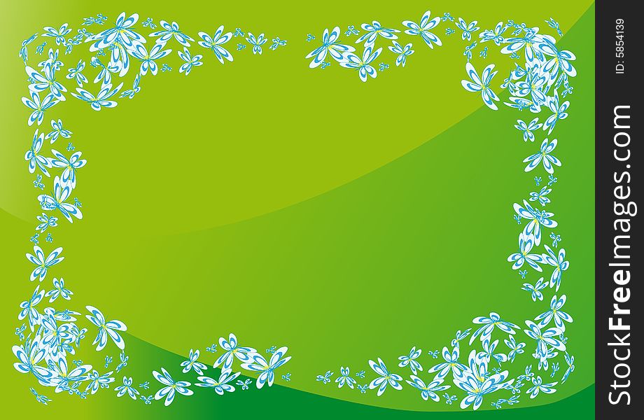 Frame of the green colour with blue flower