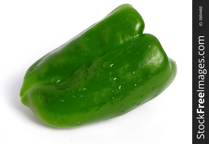 Green pepper wet on white background