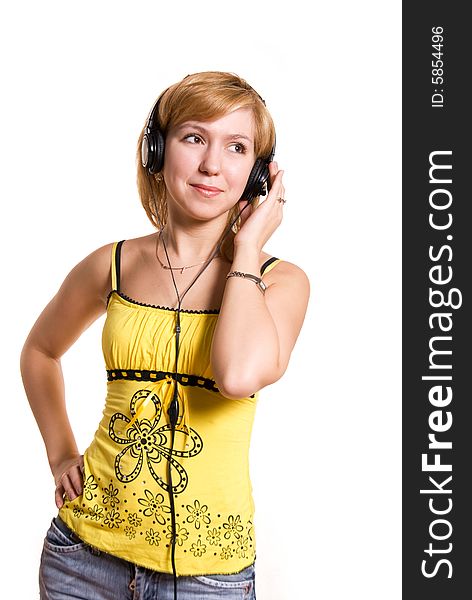 Young woman listening to the music