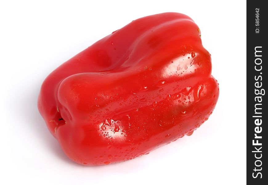 Red pepper wet on white background