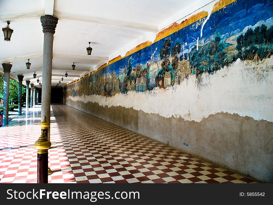 Fresco in royal palace in the capital of Cambodia