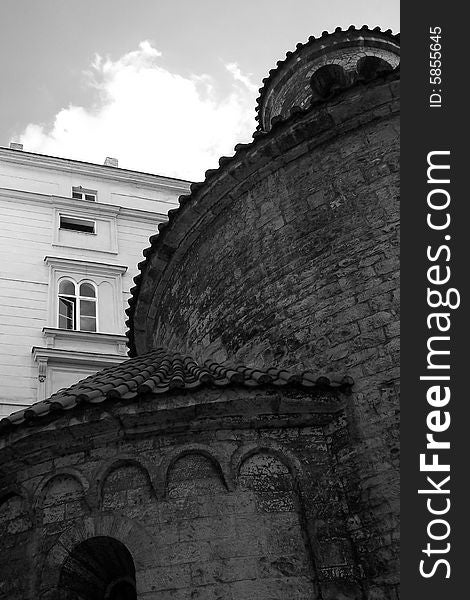 Rotunda: the Prague city centre, near the Old Town Square