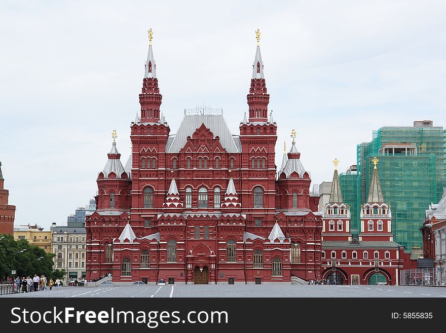 The photo of State Historical Museum and Kremlin palace near the Red Square, Moscow, Russia.