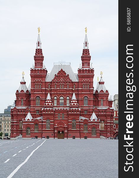 The photo of State Historical Museum and Kremlin palace near the Red Square, Moscow, Russia.