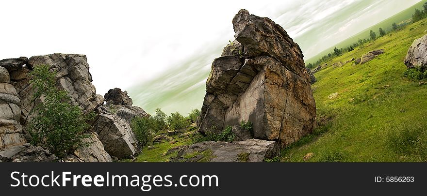 Old weathered  mountains in center of Russia. Old weathered  mountains in center of Russia