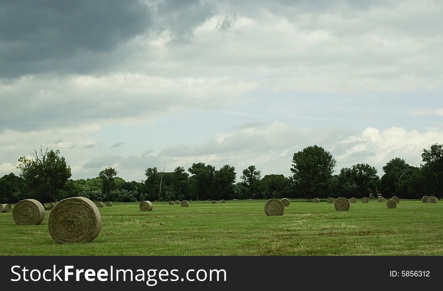 A storm approaching over a field. A storm approaching over a field