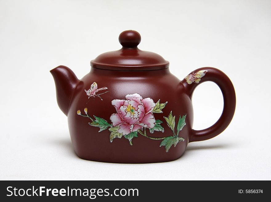 An teapot isolated on background,also called zisha teapot in China.