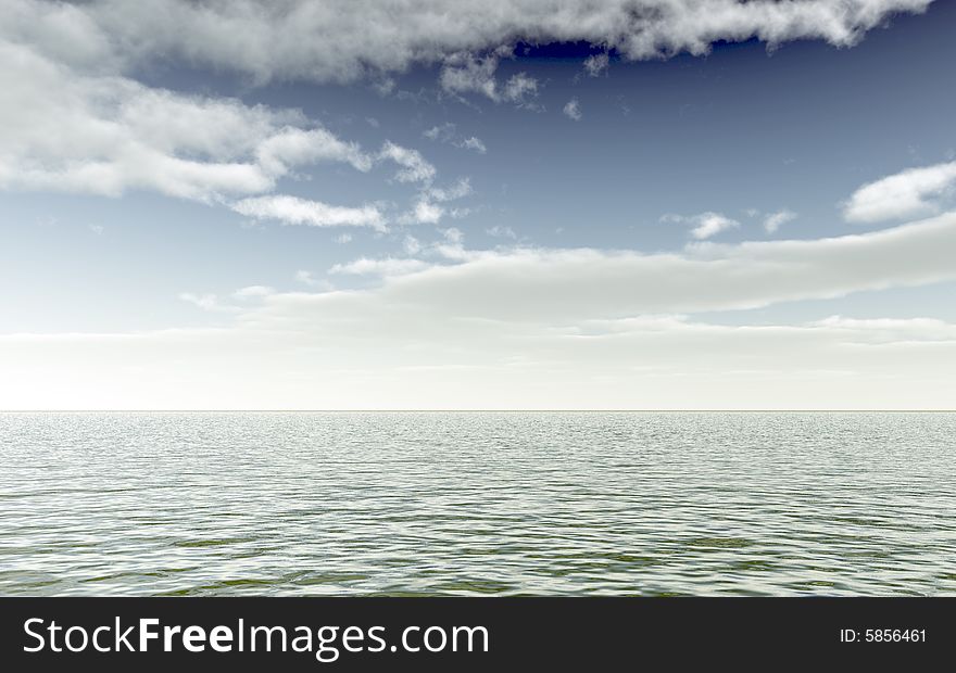 Beautiful seascape with white clouds
