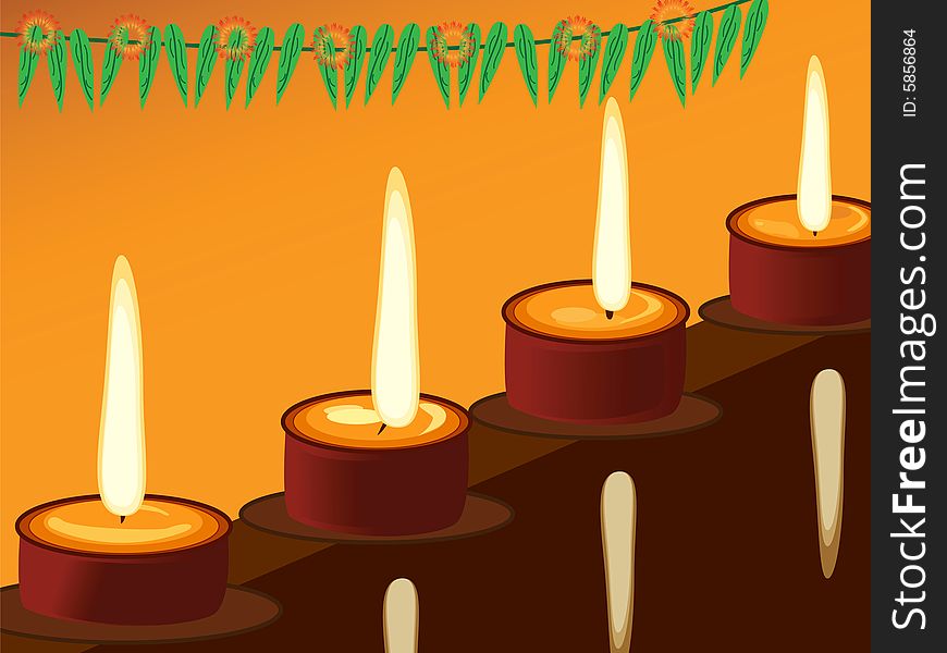 Illustration of arranged row of lamps on the eve of Hindu festival Diwali. Illustration of arranged row of lamps on the eve of Hindu festival Diwali