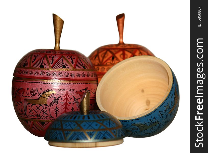 Russian art apple toy. Handmade, tradicional toys.