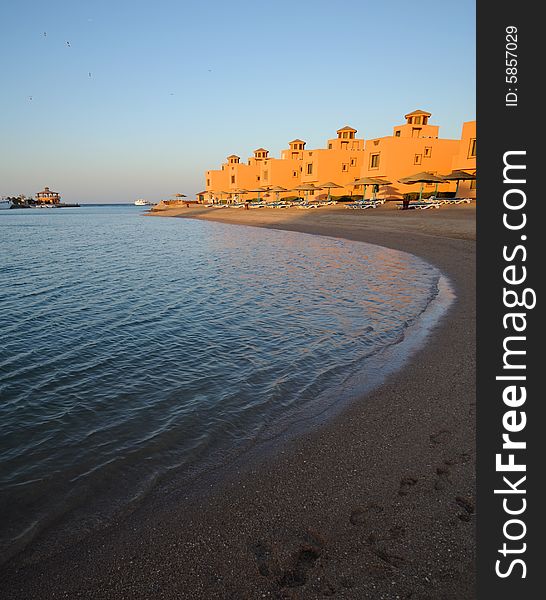 Sunset View Of Beachfront Hotel