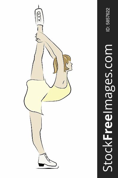 Flexible female figure skater in spiral position