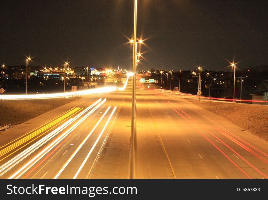 A long exposure picture on an overpass in western Omaha. A long exposure picture on an overpass in western Omaha