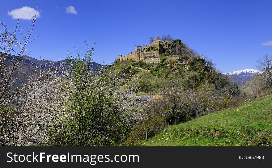 The castle of Lordat in French PyrenÃ©es