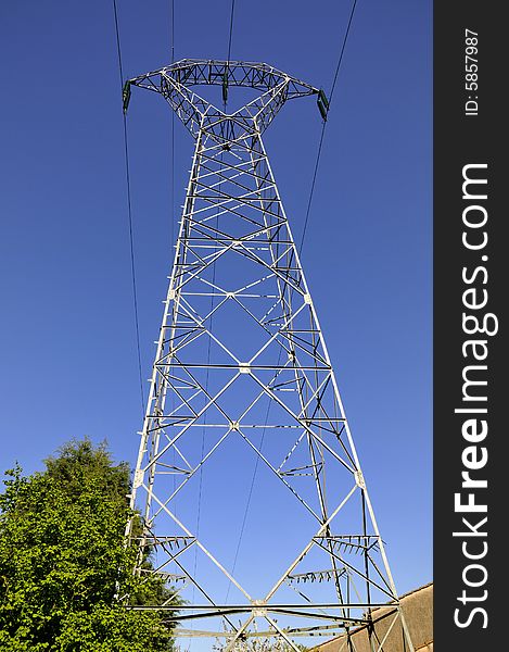 Electricity pylon, in small city near Toulouse