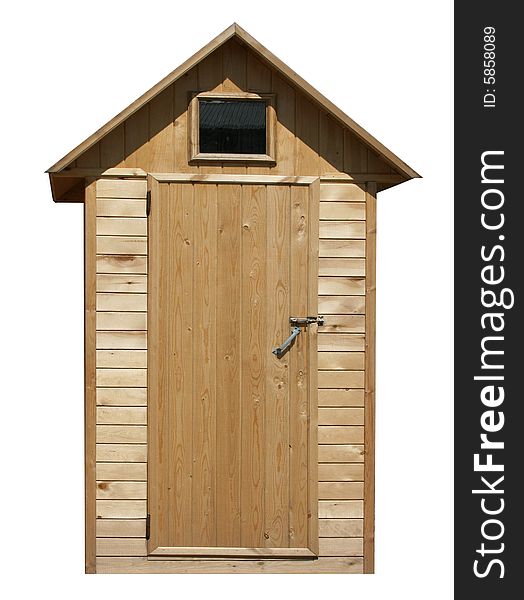 Wooden small house for a toilet on a white background