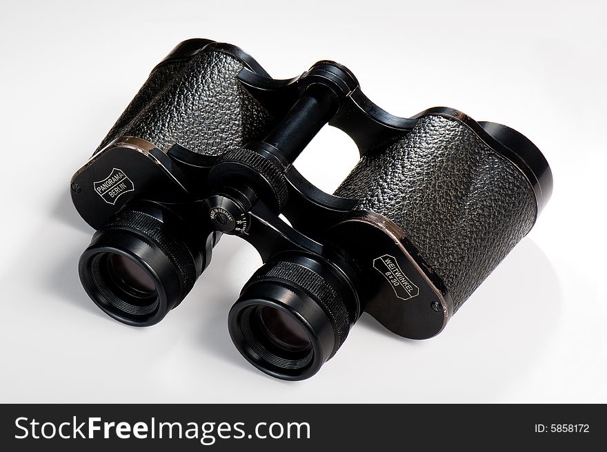 Vintage Binoculars on black background