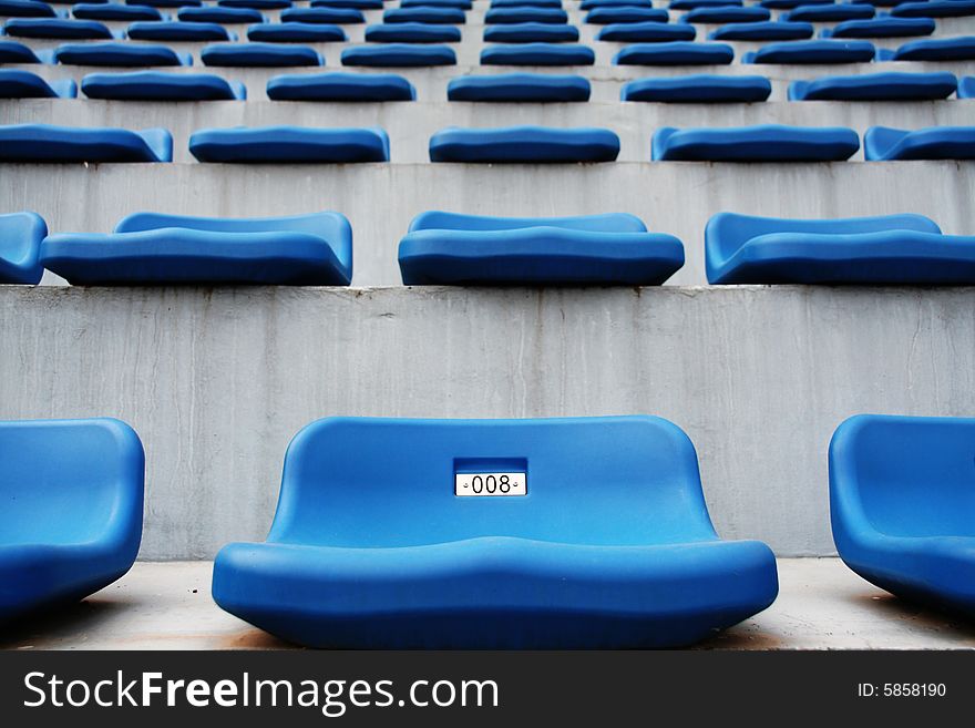 Row of Blue stadium seating