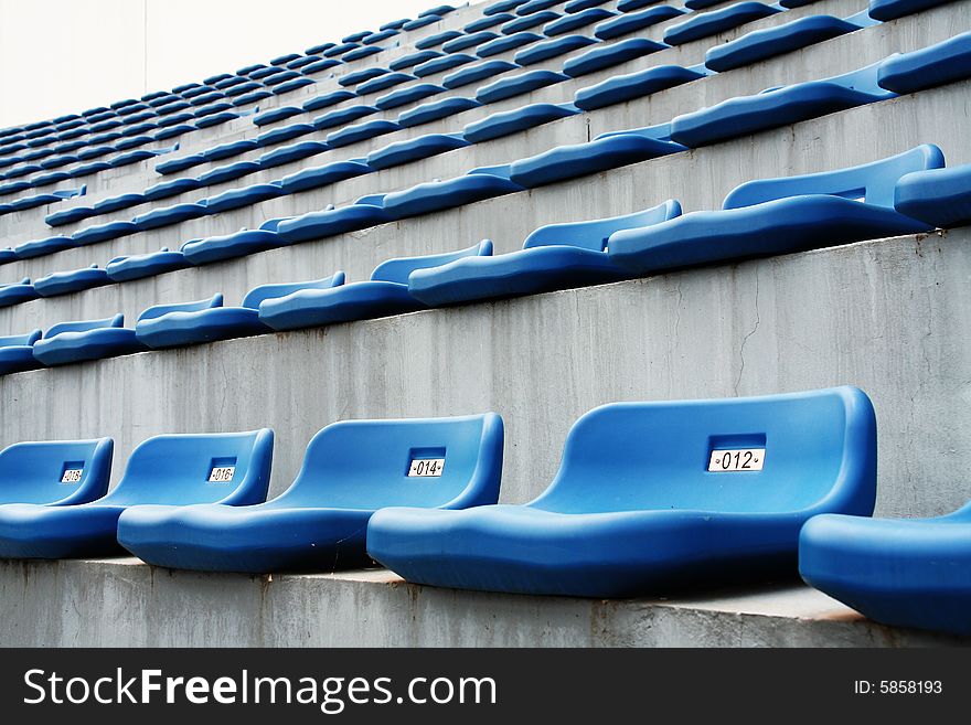Row of Blue stadium seating