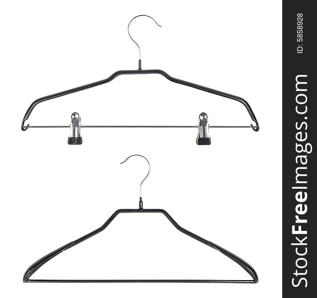 Two hangers isolated over white background