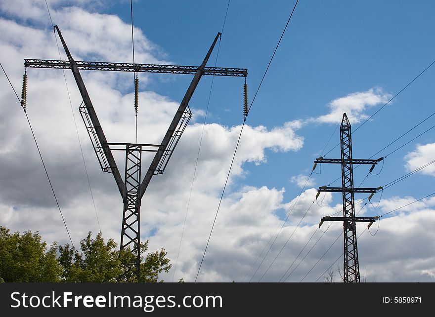 Power transmission tower carrying 
electricity from different parts of country. Power transmission tower carrying 
electricity from different parts of country