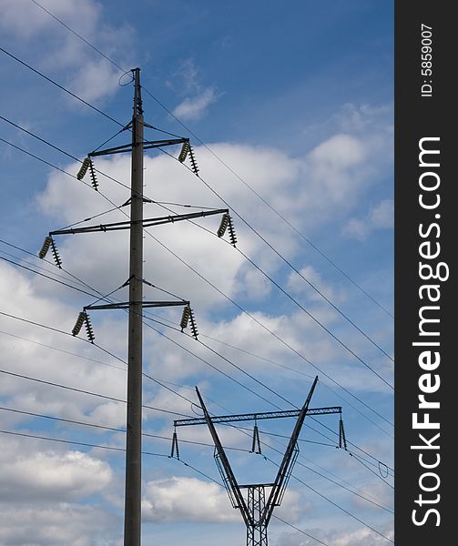 Power transmission tower carrying electricity from different parts of country. Power transmission tower carrying electricity from different parts of country