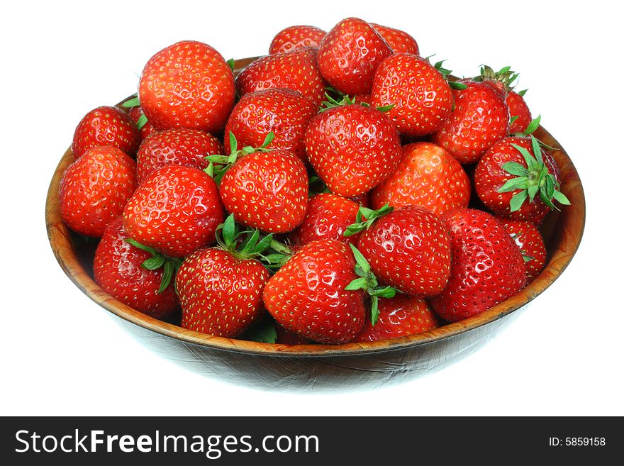 Bowl of strawberries isolated on a white background. Bowl of strawberries isolated on a white background.