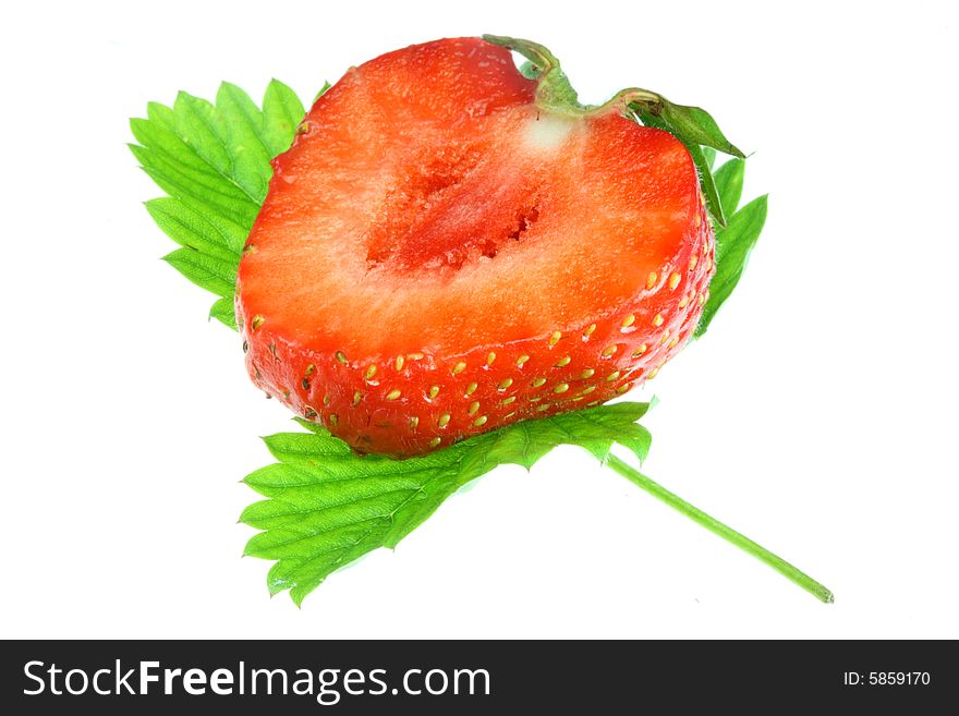 Strawberry with leafs on a white background. Strawberry with leafs on a white background.