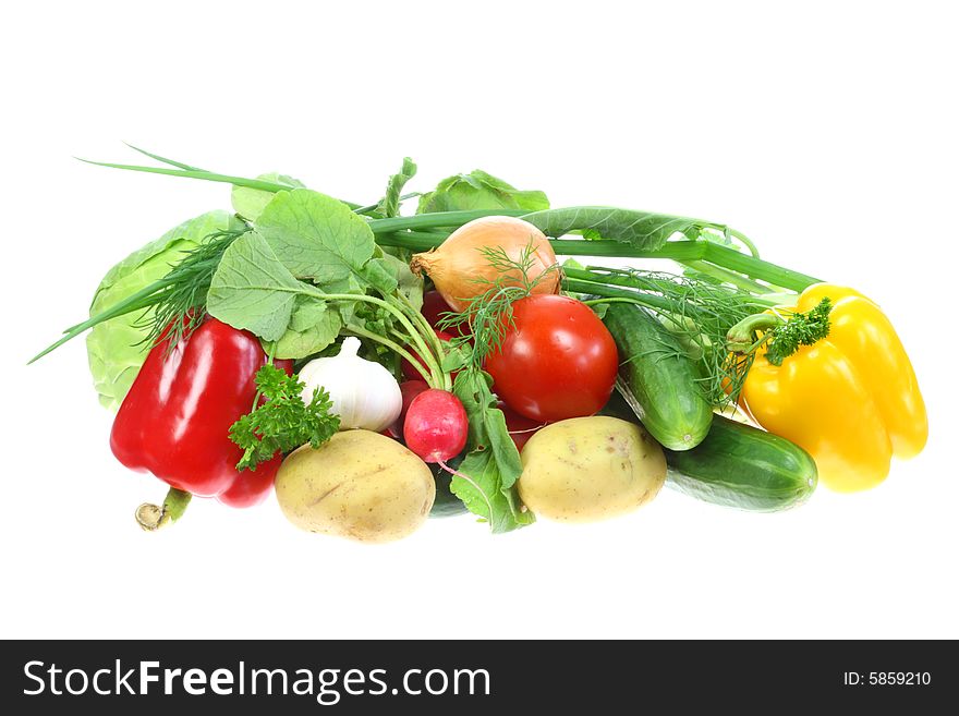Vegetables isolated on a white background. Vegetables isolated on a white background.