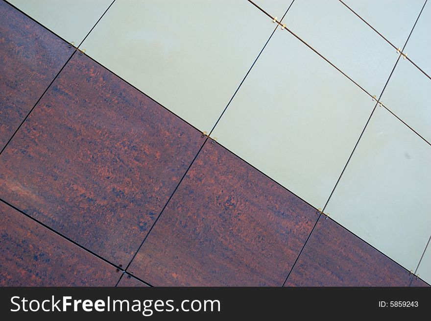 Decoration of new modern office building (red and white granite thin slabs). Decoration of new modern office building (red and white granite thin slabs)