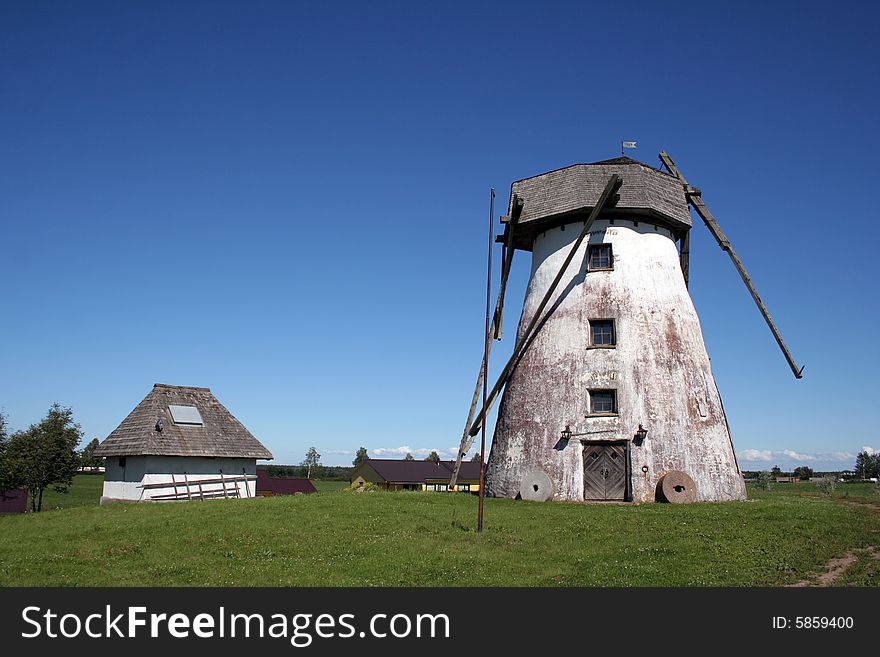 Old windmill in the summer in Estonia