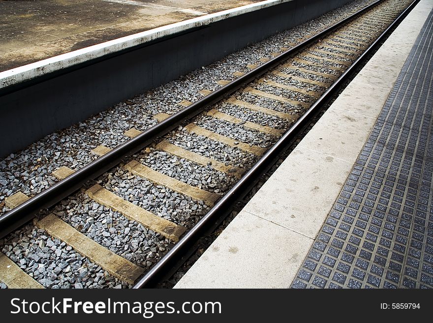 Railway in a train station