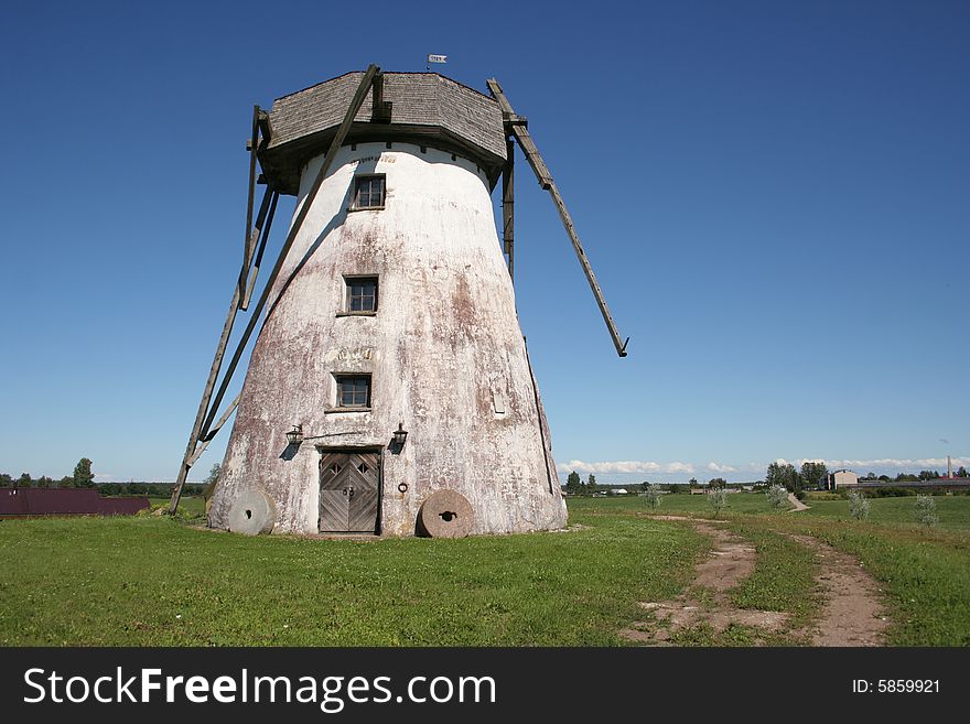 Old windmill in the summer in Estonia