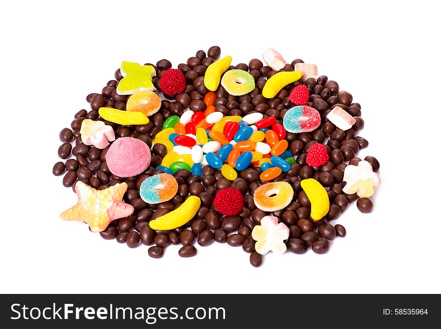 Colorful candy closeup isolated on white background. Colorful candy closeup isolated on white background